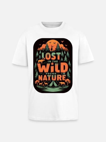 Camping dans la nature sauvage - T-shirt unisexe oversize épais - blanc