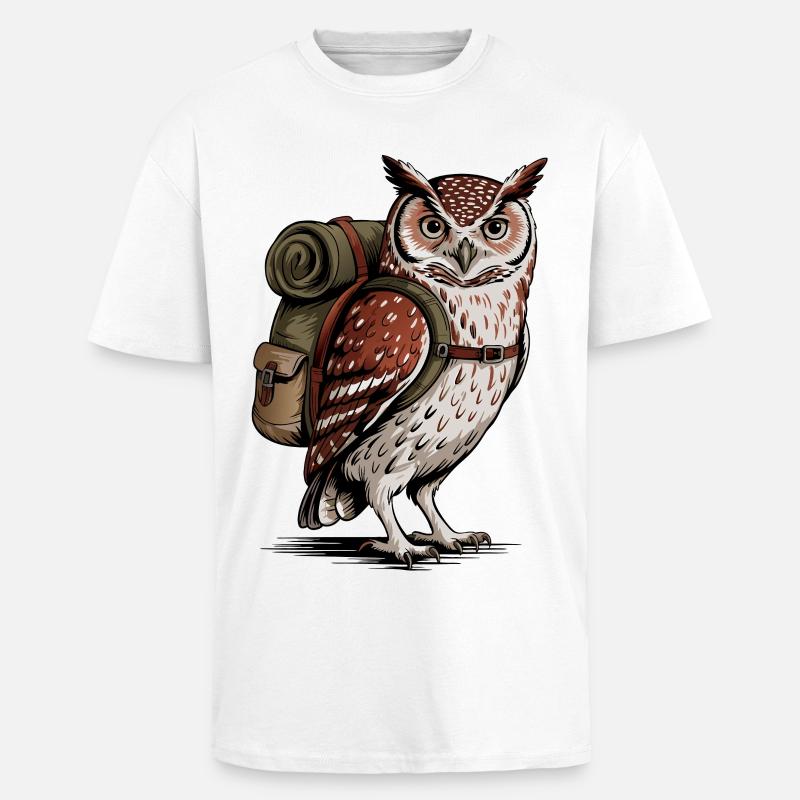 Wald-Eule mit Rucksack - Oversized Heavyweight Unisex T-Shirt - Weiß