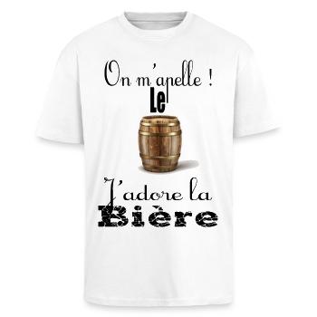 On m'appelle le fut j'adore la bière - T-shirt unisexe oversize épais - blanc - Devant - Alina (178cm) & Michal (187cm)