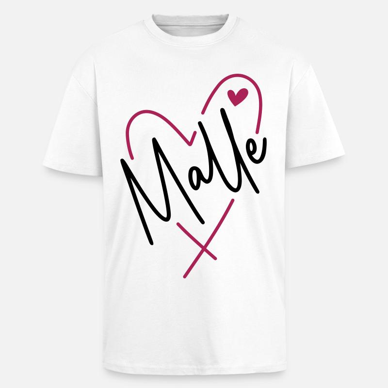 Malle Herz - Oversized Heavyweight Unisex T-Shirt - Weiß