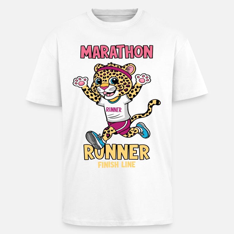 Leopard Marathon Läufer - Oversized Heavyweight Unisex T-Shirt - Weiß