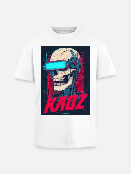 Kaoz Cyber Skull VR Neon - Unisex Oversized Heavyweight T-shirt - white