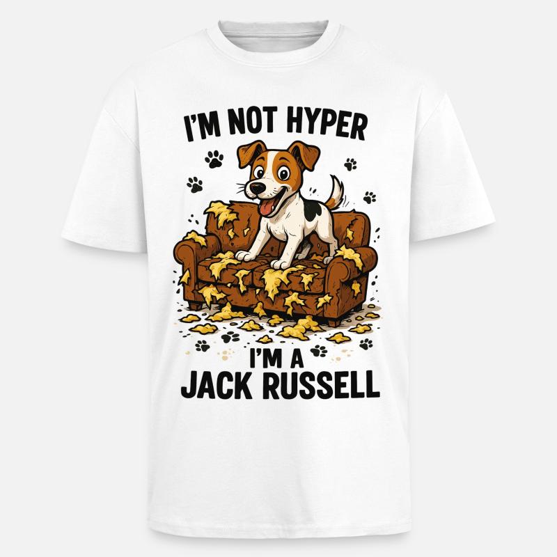 Jack Russell Terrier witzig hyperaktiv Geschenk - Oversized Heavyweight Unisex T-Shirt - Weiß