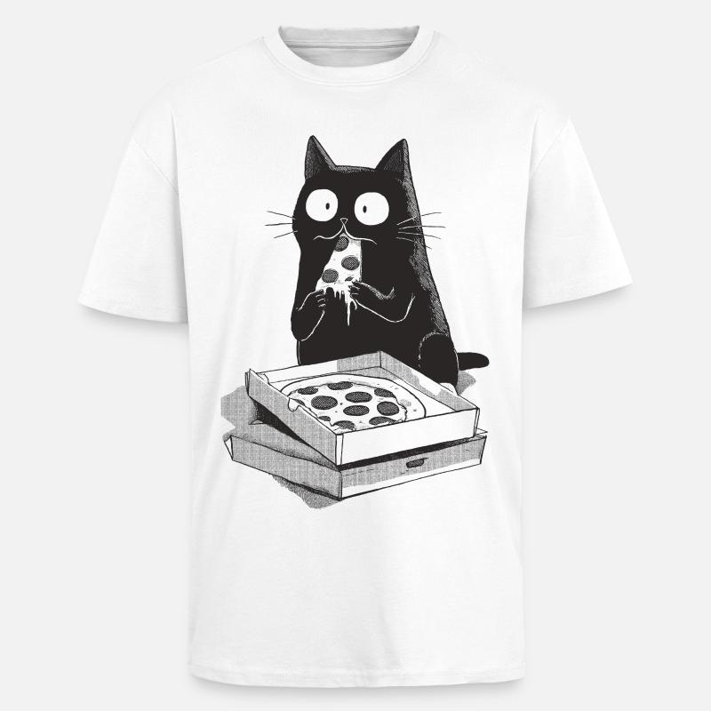 Pizza Cat - Unisex Oversized Heavyweight T-shirt - white