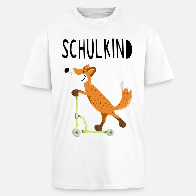 Endlich Schuldkind - Kleiner Fuchs mit Roller - Oversized Heavyweight Unisex T-Shirt - Weiß