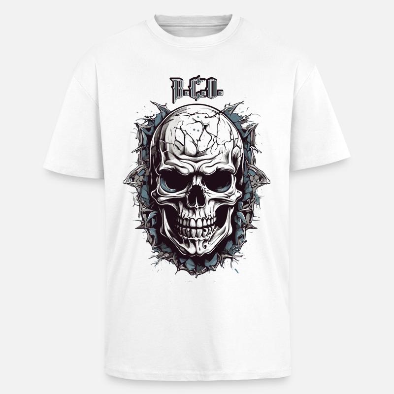 Skull B.C.O - Unisex Oversized Heavyweight T-shirt - white