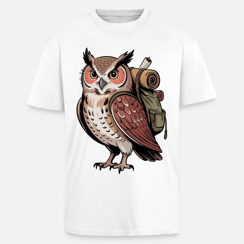 Wandernde Eule - Oversized Heavyweight Unisex T-Shirt - Weiß