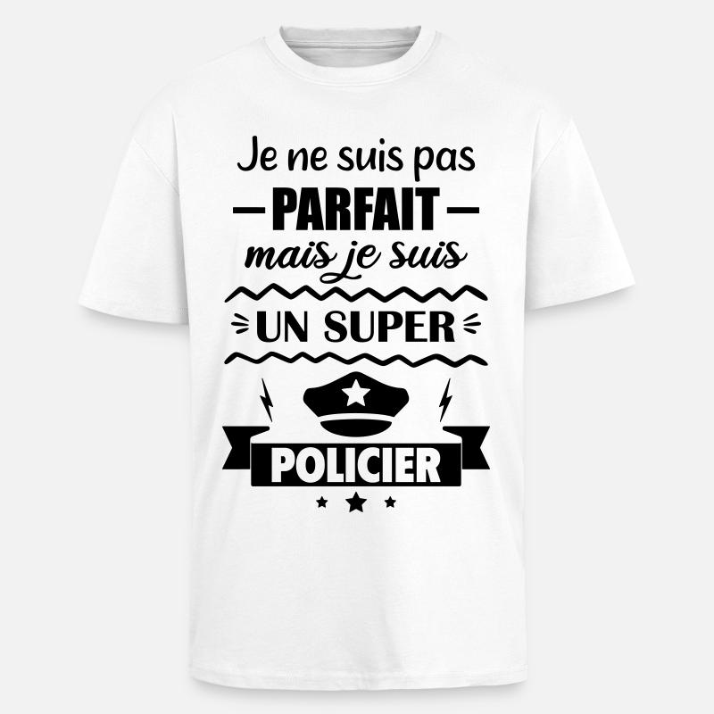 Nicht perfekt, aber super Polizei - Oversized Heavyweight Unisex T-Shirt - Weiß