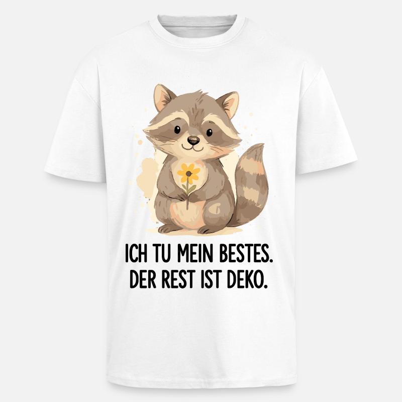 Raton laveur avec fleur – Doux - T-shirt unisexe oversize épais - blanc
