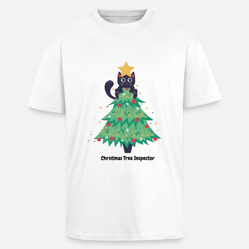 pull de noël chat dans sapin - T-shirt unisexe oversize épais - blanc