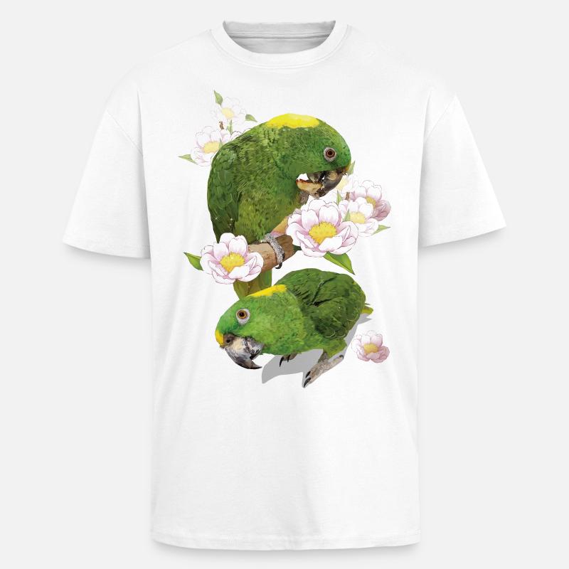 Le perroquet à nuque jaune - T-shirt unisexe oversize épais - blanc