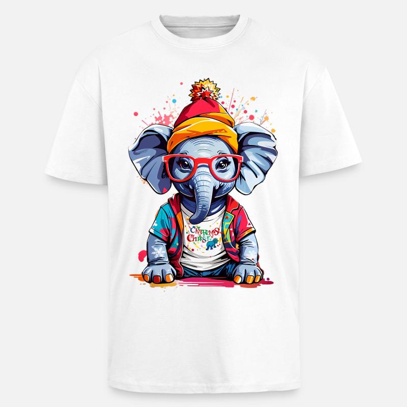 Coole Elefant - Oversized Heavyweight Unisex T-Shirt - Weiß
