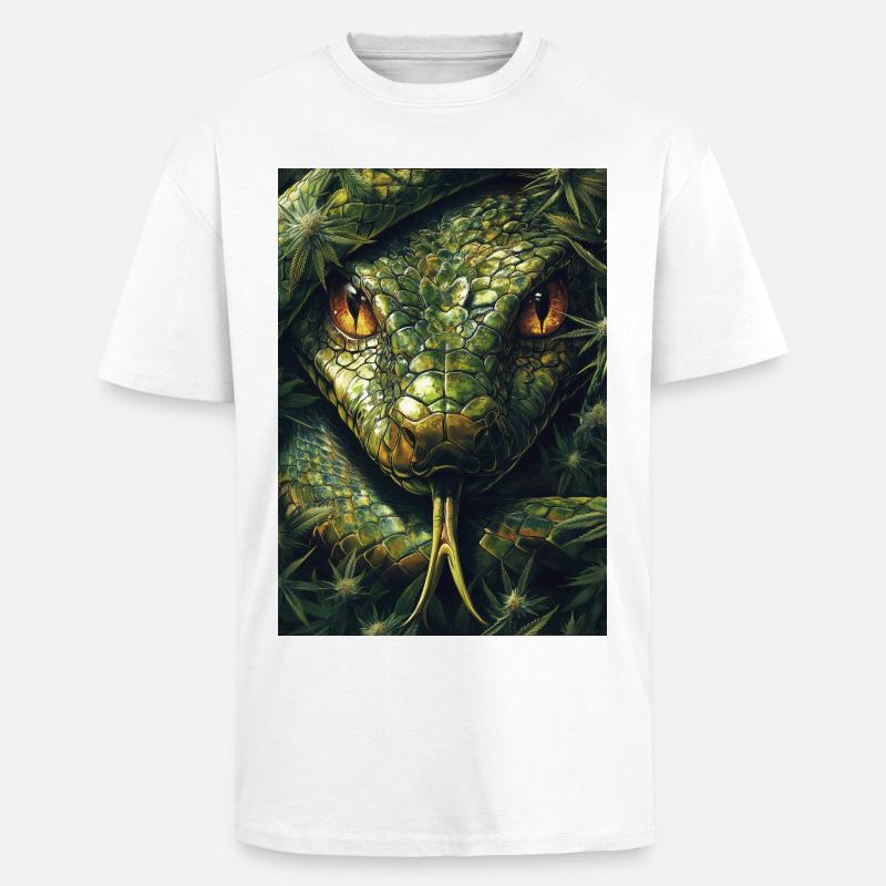 Snake Eye with Leaf Pattern - Unisex Oversized Heavyweight T-shirt - white