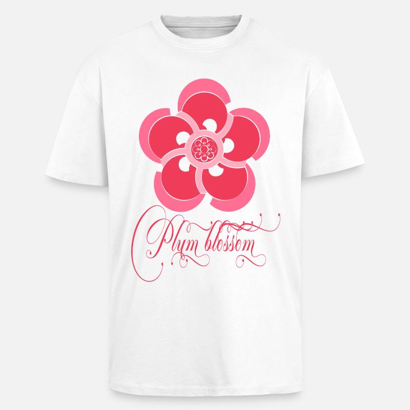 Pflaumenblüte - Oversized Heavyweight Unisex T-Shirt - Weiß