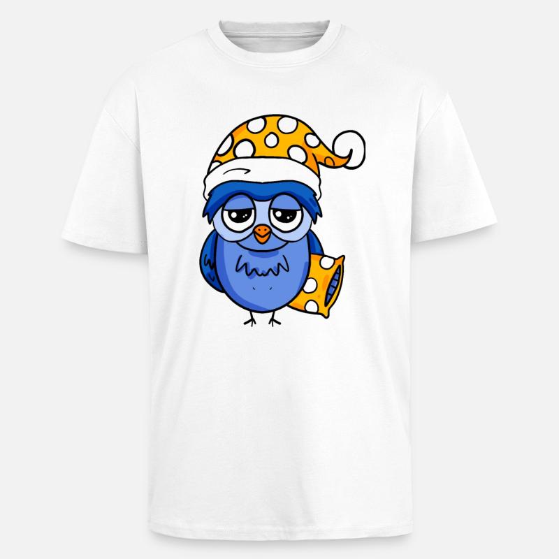 Schläfrige Eule - Oversized Heavyweight Unisex T-Shirt - Weiß