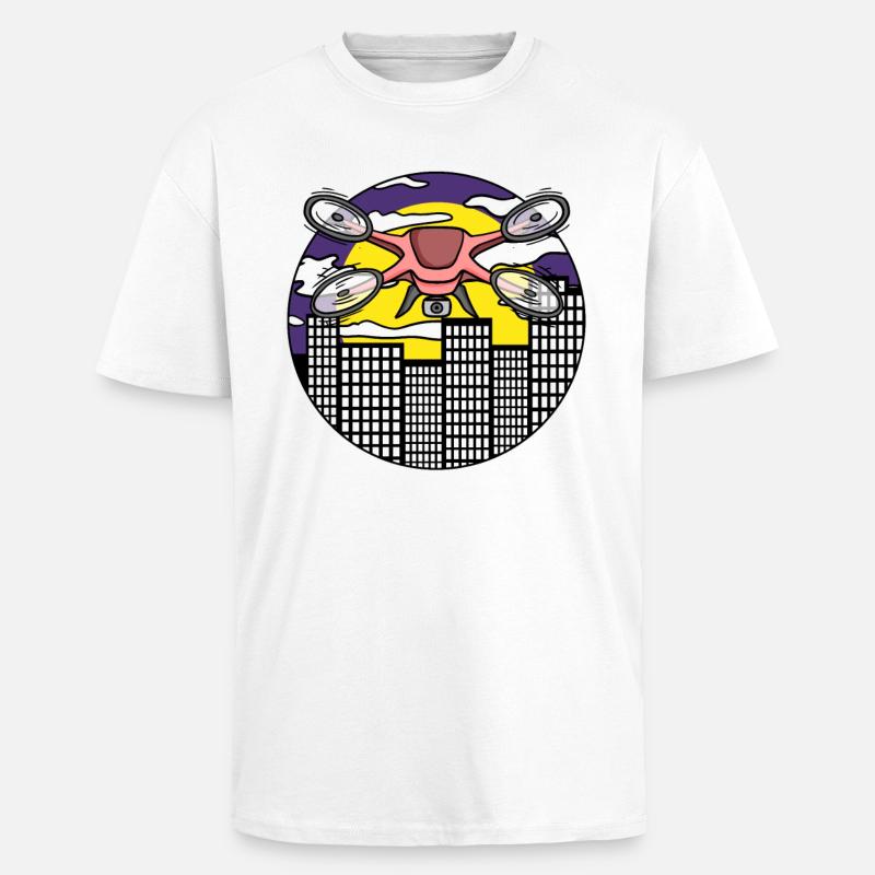 Drone Drone Drones - Unisex Oversized Heavyweight T-shirt - white