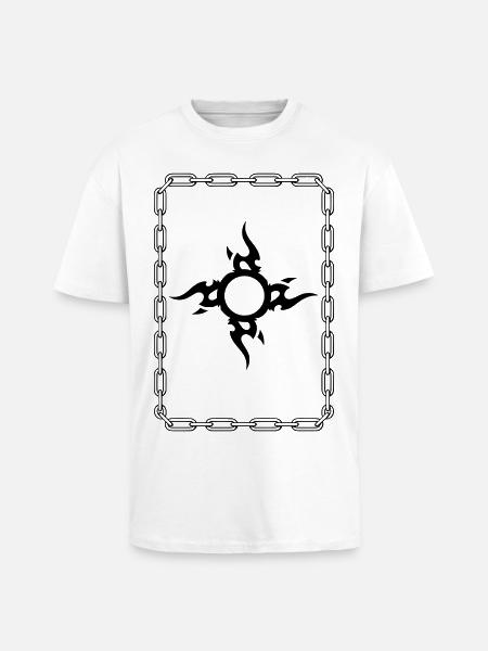 Black Tribal Surrounded Chain - Unisex Oversized Heavyweight T-shirt - white