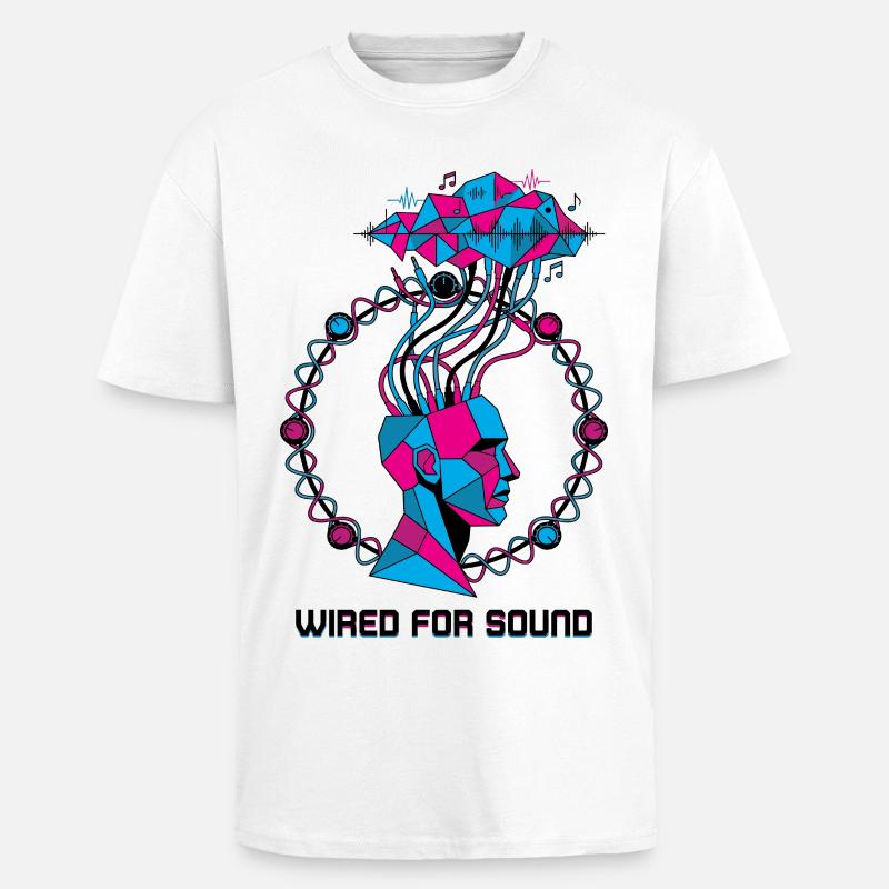 Wired for Sound Cyber Head - Unisex Oversized Heavyweight T-shirt - white