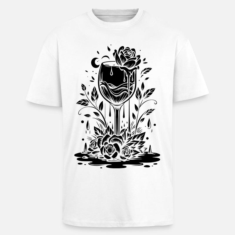 Vibrant Jungle Leaf Pattern T-Shirt - Unisex Oversized Heavyweight T-shirt - white