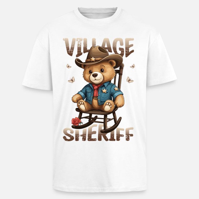 Bär der Dorf Sheriff - Oversized Heavyweight Unisex T-Shirt - Weiß