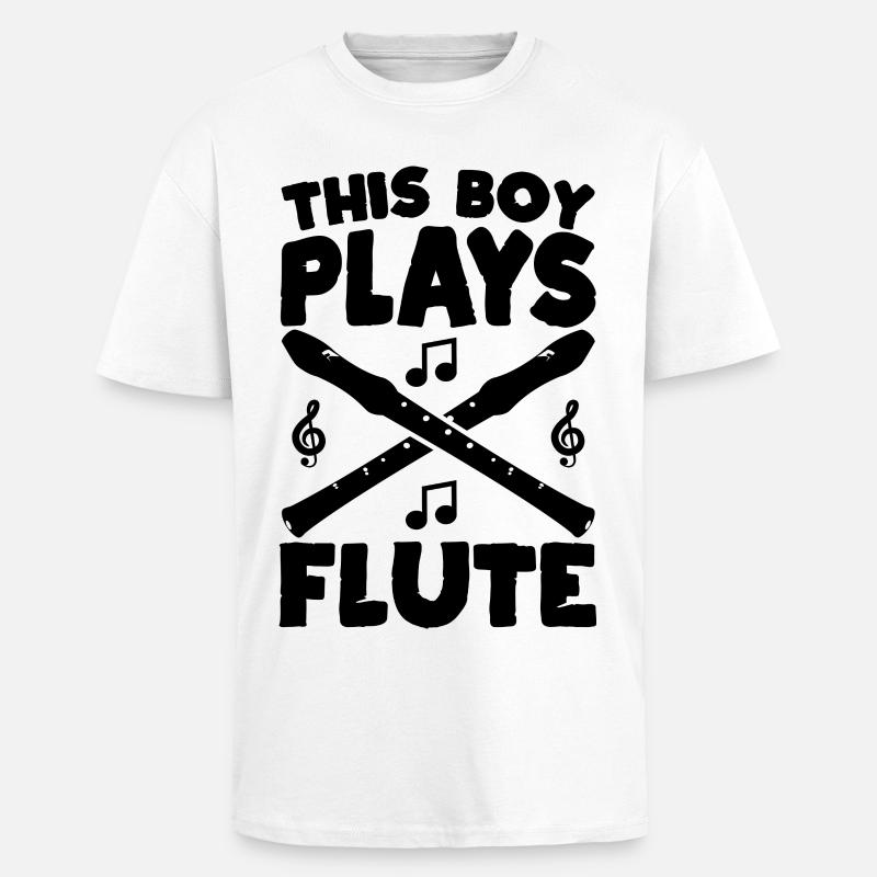 This Boy Plays Flute - Oversized Heavyweight Unisex T-Shirt - Weiß