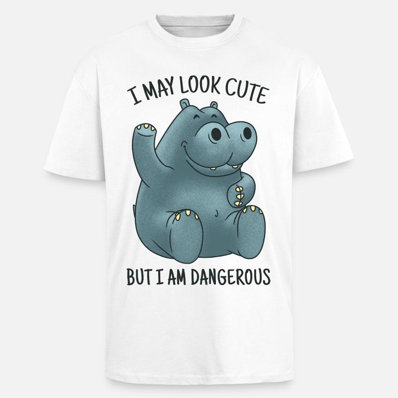 Friedlicher Nilpferd kann gefährlich werden  - Oversized Heavyweight Unisex T-Shirt - Weiß