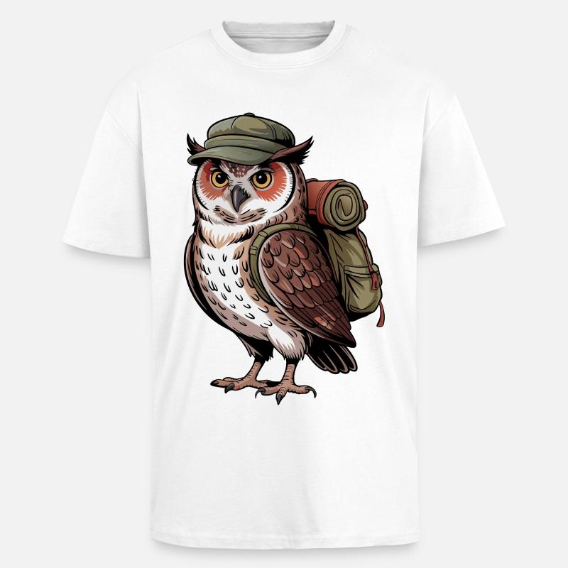 Wandernde Eule Abenteuer - Oversized Heavyweight Unisex T-Shirt - Weiß