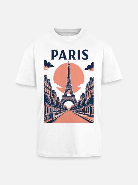 Paris Eiffel Sunset - T-shirt unisexe oversize épais - blanc