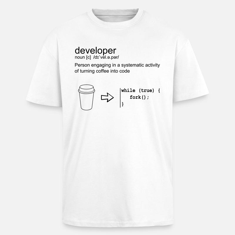 Developer & coffee - T-shirt unisexe oversize épais - blanc