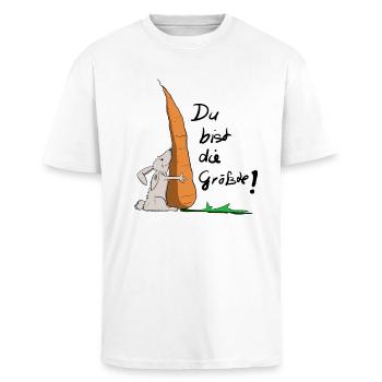 du bist die größte - Oversized Heavyweight Unisex T-Shirt - Weiß - Vorne - Alina (178cm) & Michal (187cm)