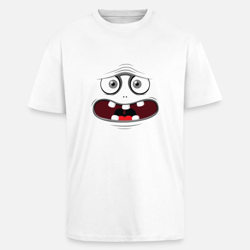 Monster-Gesicht - Grau - Oversized Heavyweight Unisex T-Shirt - Weiß