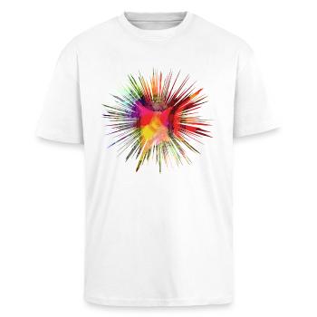 Rainbow star - Regenbogen Stern - Oversized Heavyweight Unisex T-Shirt - Weiß - Vorne - Alina (178cm) & Michal (187cm)