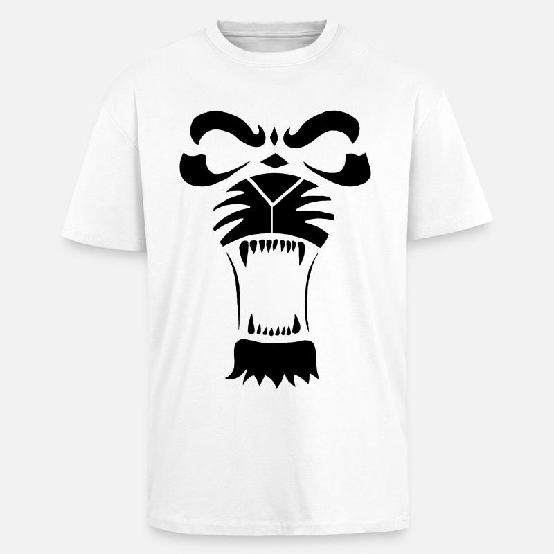 Raublöwe oder Tiger (Schwarz) - Oversized Heavyweight Unisex T-Shirt - Weiß