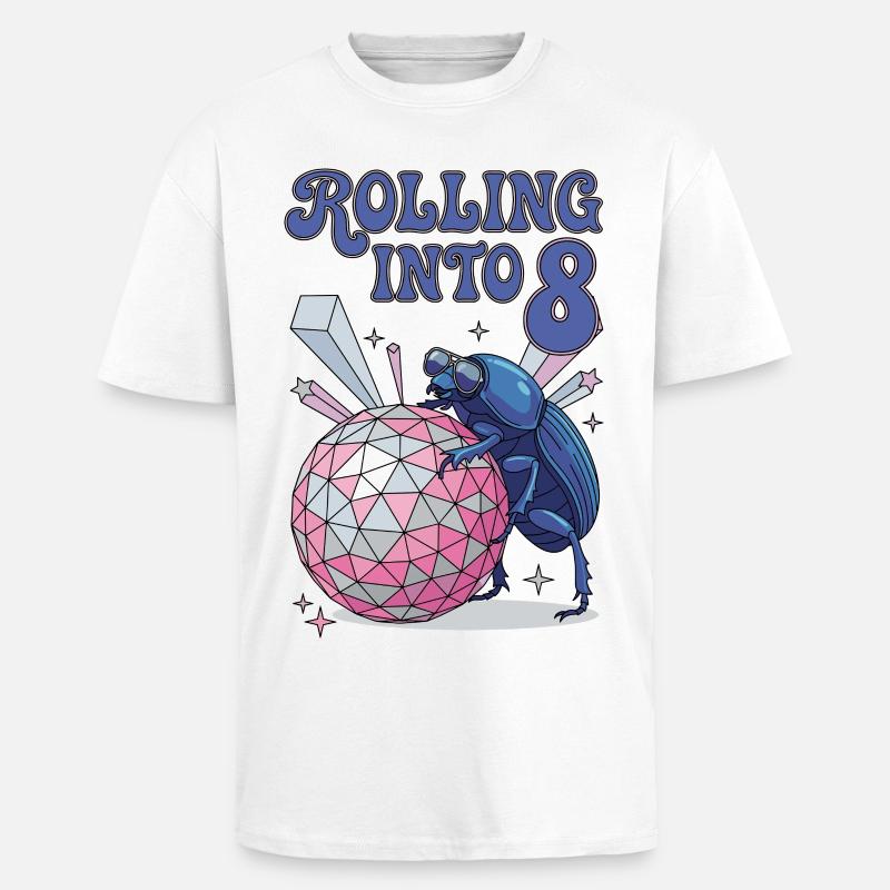 Rolling Into 8 Disco-Mistkäfer - T-shirt unisexe oversize épais - blanc
