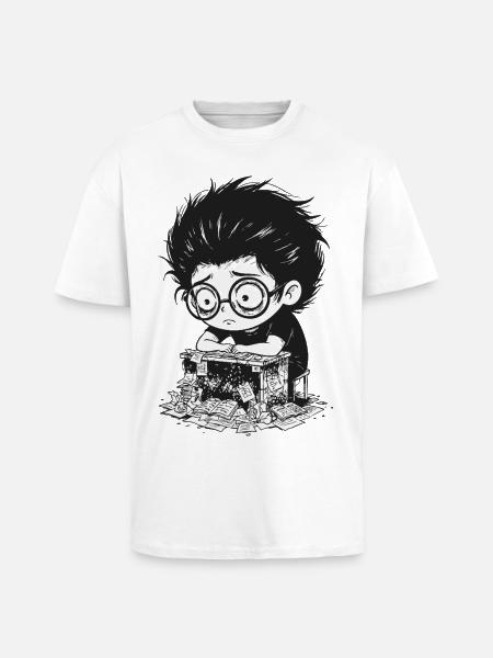 Student Overwhelmed Stress Exams Manga - Unisex Oversized Heavyweight T-shirt - white