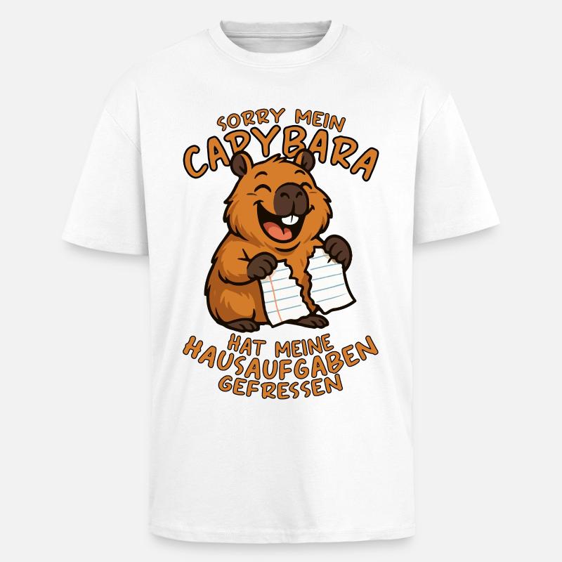 Désolé, mon capybara a mes devoirs... - T-shirt unisexe oversize épais - blanc