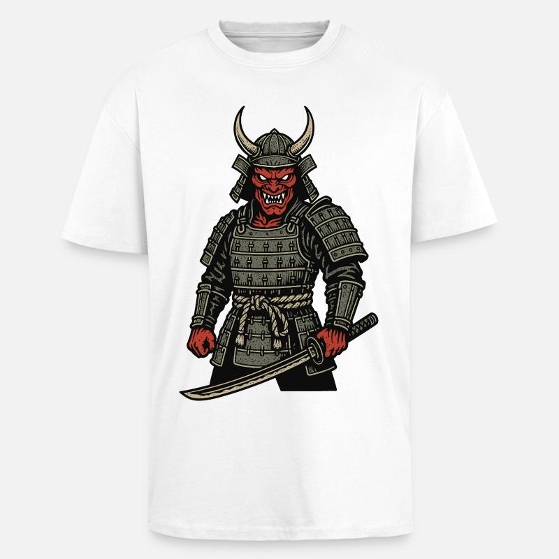 Oni Samurai - Demonic Warrior - Unisex Oversized Heavyweight T-shirt - white