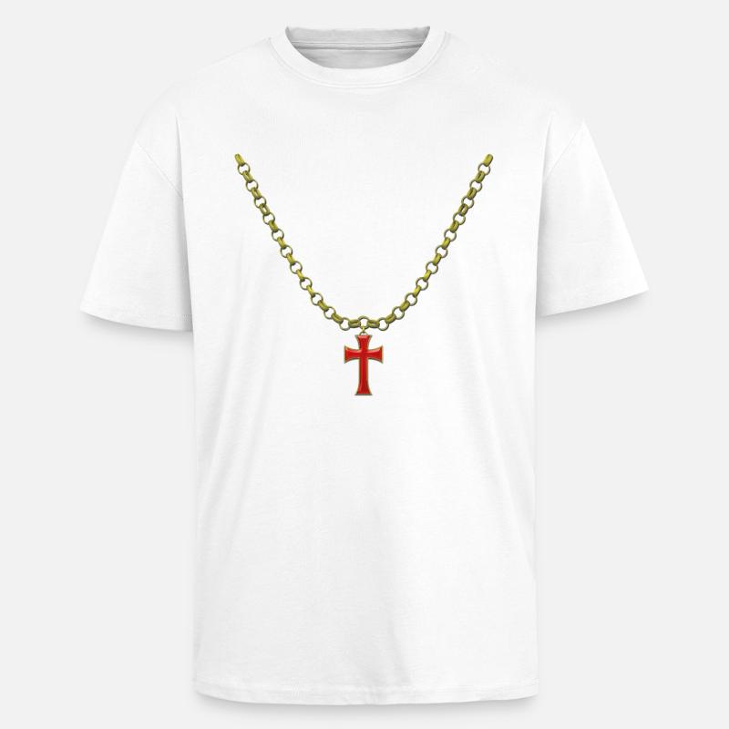 Collier Croix - T-shirt unisexe oversize épais - blanc
