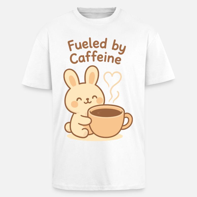 Angetrieben von Caffeine Bunny - Oversized Heavyweight Unisex T-Shirt - Weiß