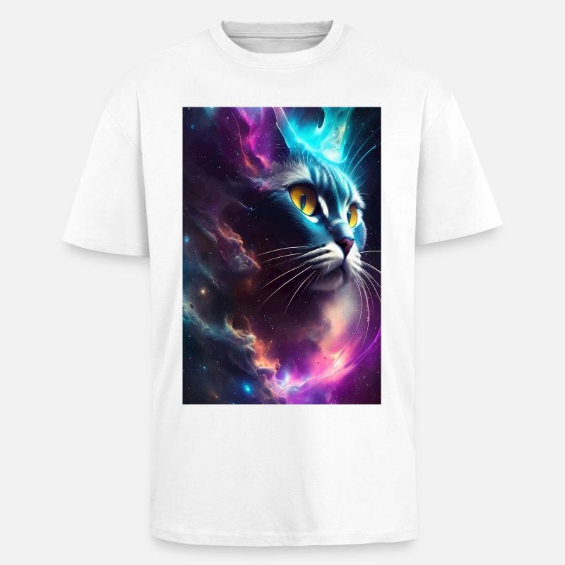 Chat dans l’espace - T-shirt unisexe oversize épais - blanc