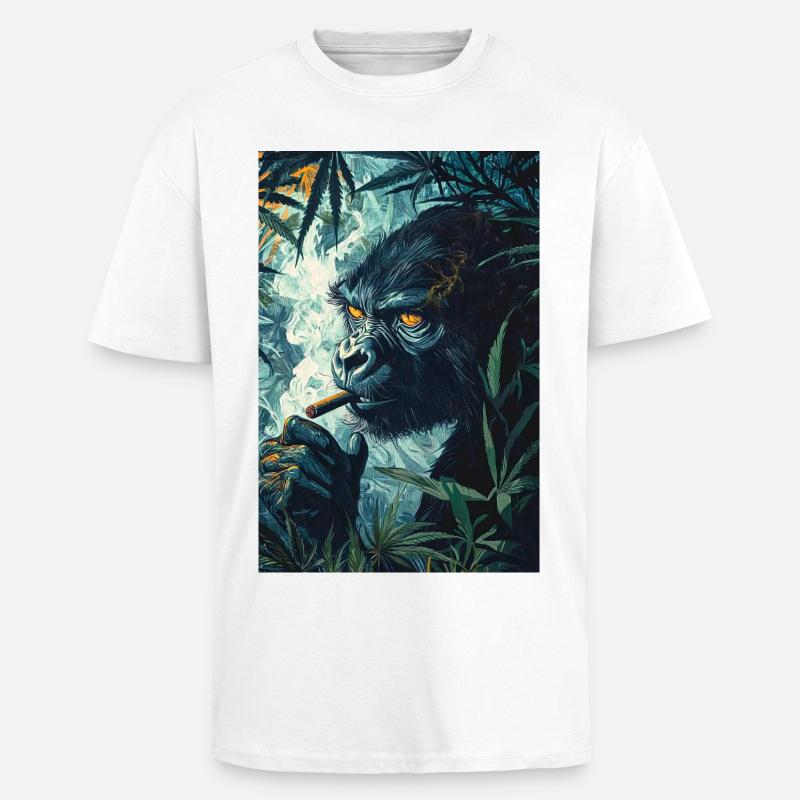Dschungelgorilla mit Zigarettenrauch - Oversized Heavyweight Unisex T-Shirt - Weiß