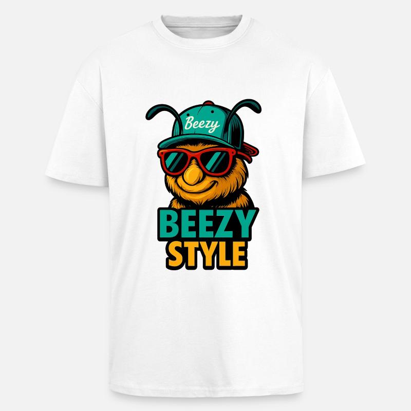 Beezy Style Biene Cap - Oversized Heavyweight Unisex T-Shirt - Weiß