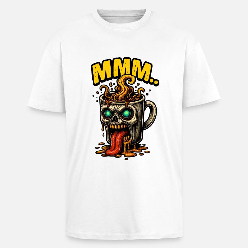 MMM Dämonenkaffee Becher - Oversized Heavyweight Unisex T-Shirt - Weiß