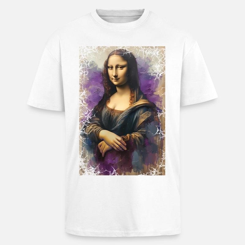 Mona Lisa w nowej odsłonie - olej na płótnie - Gruby T-shirt unisex oversize - biały