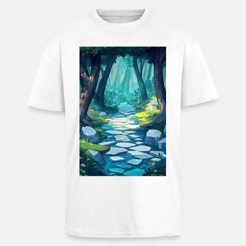 Illustration einer Waldlandschaft - Oversized Heavyweight Unisex T-Shirt - Weiß