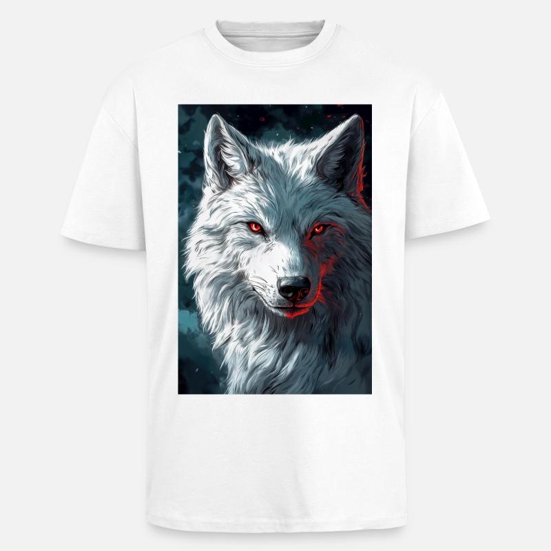 Illustration eines Wolfes - Oversized Heavyweight Unisex T-Shirt - Weiß