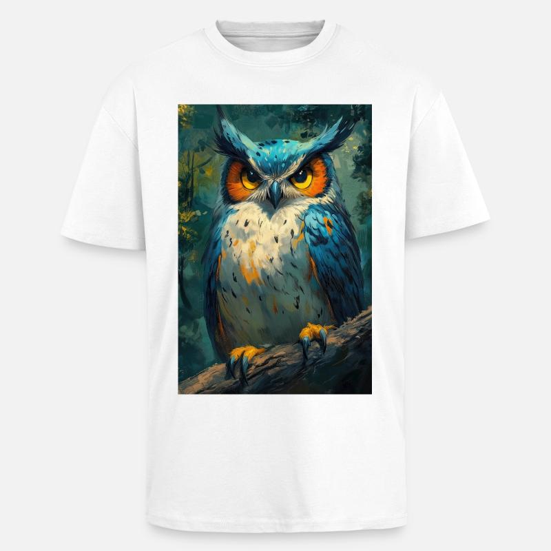 Illustration einer Eule - Oversized Heavyweight Unisex T-Shirt - Weiß