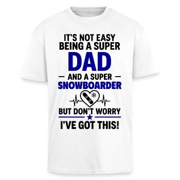 Herz + Snowboard – Super Papa Snowboarder - T-shirt unisexe oversize épais - blanc - Devant - Alina (178cm) & Michal (187cm)