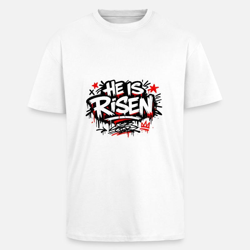 Il est Risen Graffiti Easter - T-shirt unisexe oversize épais - blanc