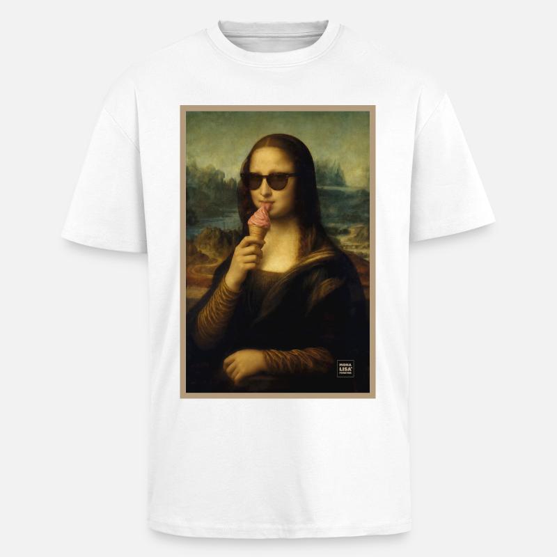 Mona Lisa leckt Eiscreme - Oversized Heavyweight Unisex T-Shirt - Weiß